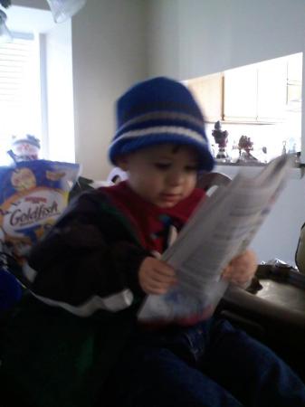 Ethan reading..   Hmmm!!!