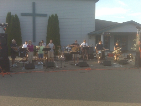 Graham Jam practice in front of the church