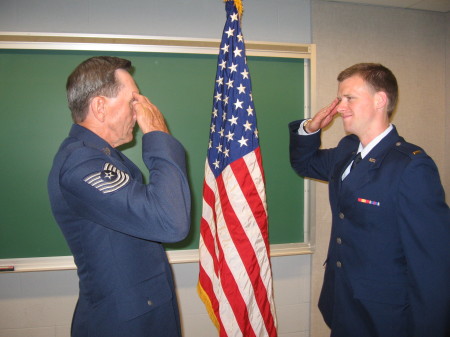 First salute to new AF 2nd Lt. David Hook