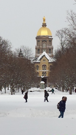 Notre Dame campus on a cold Feb day