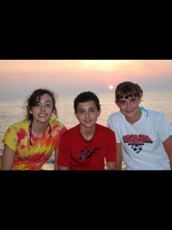 My kids with Lake Erie sunset