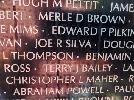 Joe's name on the Vietnam memorial wall