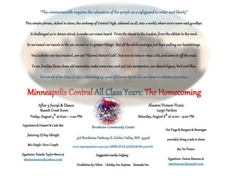 Central High School Reunion - Hosted by the Class of '77