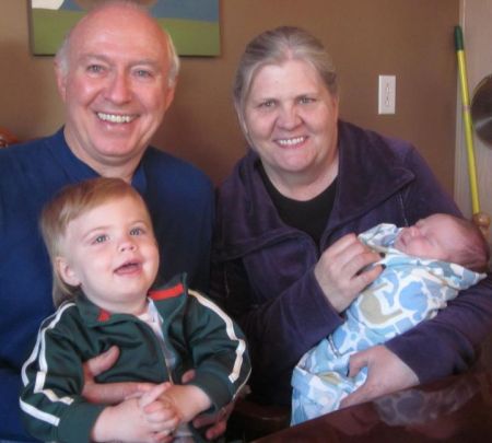 Becky and I with two newest grandkids
