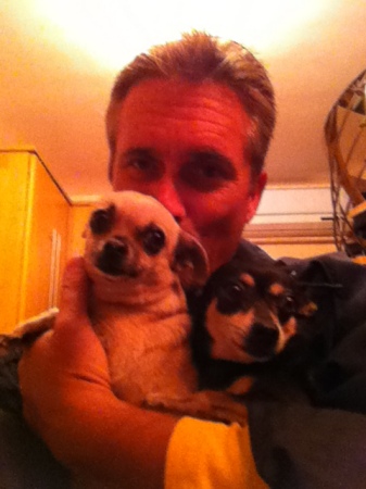 My hubby John with Guapo and Chiquita