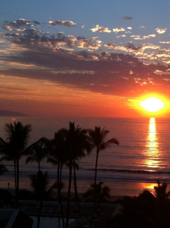 watching sunset from our condo in Mexico