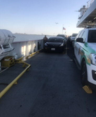 Tesla ferry ride to Crystal Beach Houston 