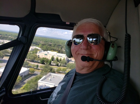 Helicopter flight along Florida coast