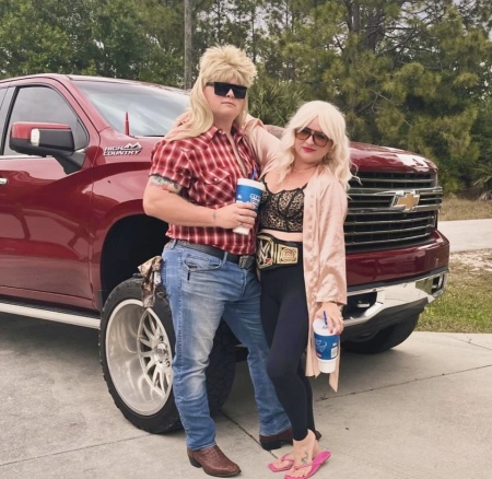 My son and wife - red neck party 