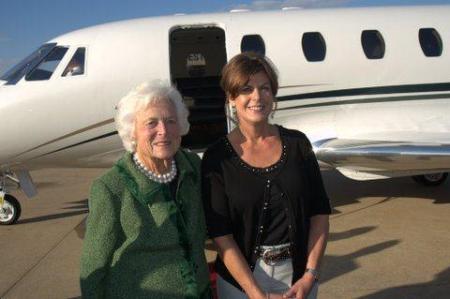 Sending Mrs. Bush off on the private jet.