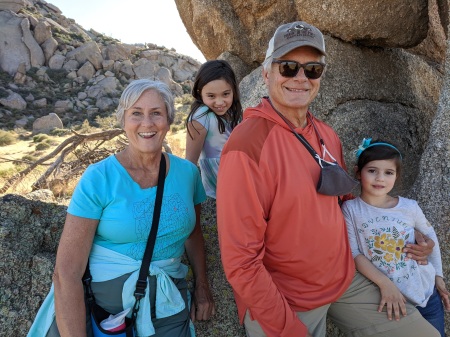 Feb. 2021, hiking with our grandkids