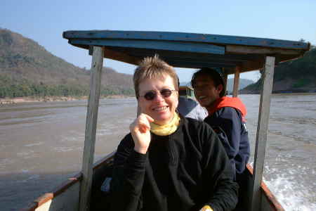 2005 with Elsie on Ou River, Laos