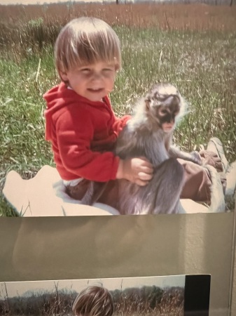 My son, Jamie, and our pet monkey, Ralph!