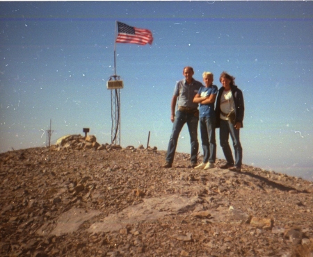 Atop Mt Charleston, NV Len, Tom & Edith-1989?