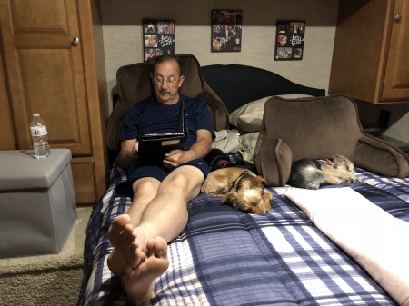 My husband and our 3 fur babies 2018