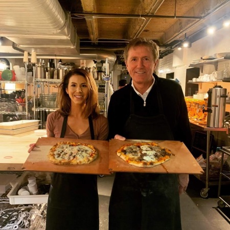 Kirsten and dad at pizza class