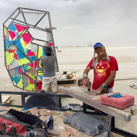 Building an art installation in the desert.