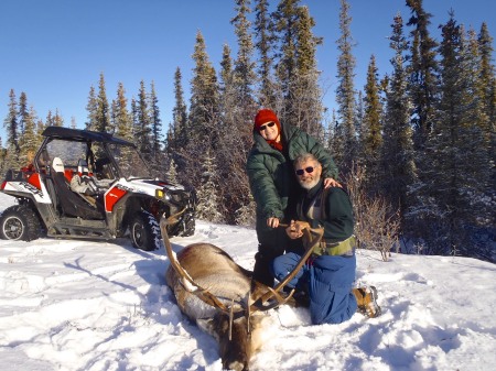 Nat and I with our caribou.  Our RZR is in the background.