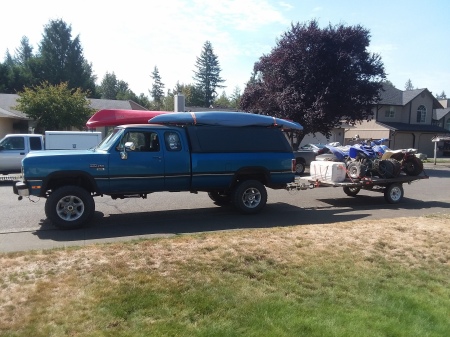 My truck, kayaks, and quads