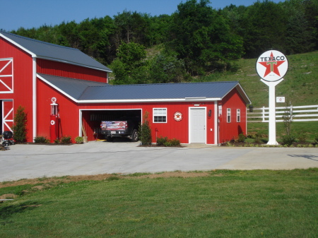 Barn with Texaco Sign and Gas Pump