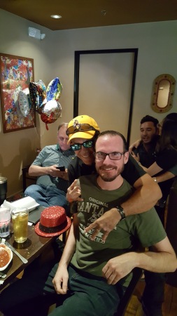 My Son, Jarrod and I at My Latest Birthday Par