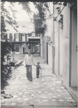 Suzanne Ens and son in the French Quarter