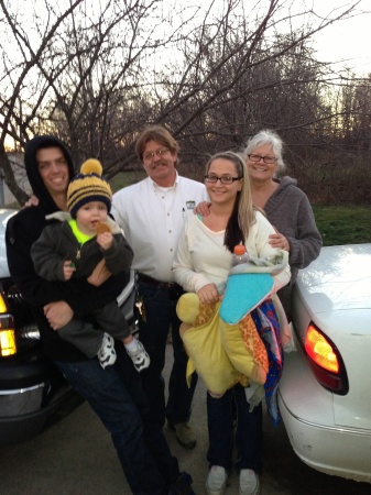 Cory holding Matthew, husband David, daughter-in-law, Kristal and me Dec. 2012