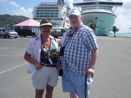 Nancy and David with their yacht. (nice shirt)