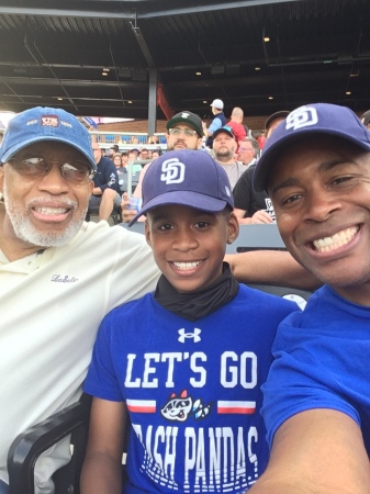 Baseball game with with son and grandson.