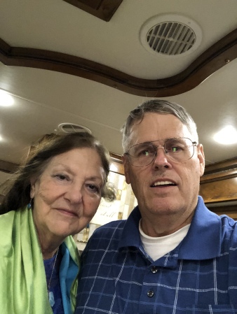 My wife, Irene and I in our RV - the Trekker