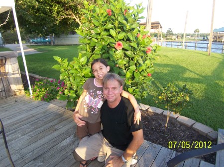 Sarah and Dad off the boat at Lake Houston