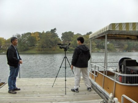 At Lake Waukomis with my son 2004