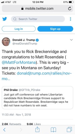 Tweet from President Trump