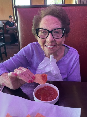 She loved chips and salsa!