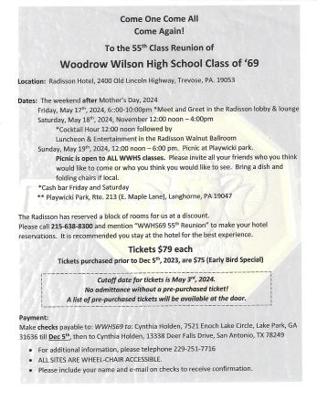 Invitation to 55th Class Reunion Get ready!!!