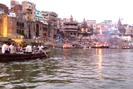 On the Ganges River, Varanasi, India - at nigh