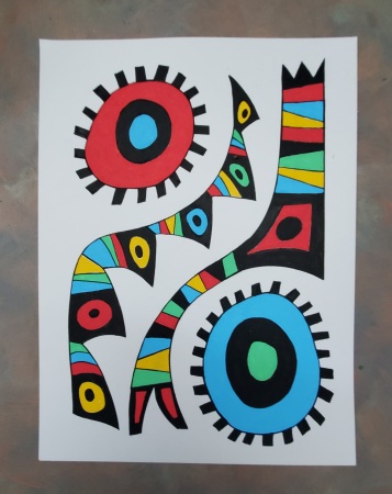 Posca marker on watercolor paper