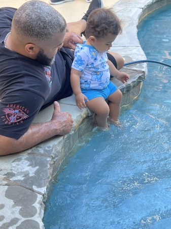 Me and my grandson testing the waters.