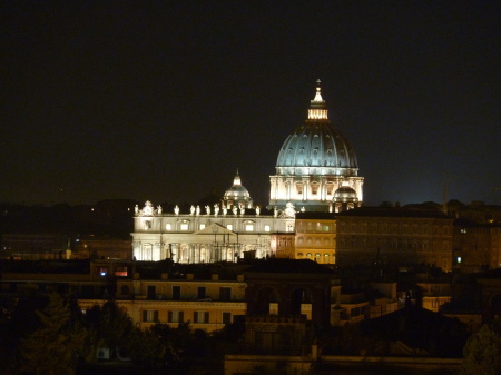 The Vatican at night in Rome.