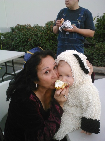 My youngest grandson , his first cupcake 2013