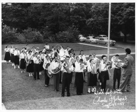 THS marching band in full-dress in 1955