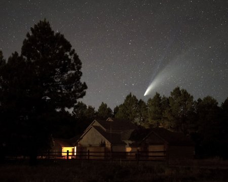 Comet Neowise Over House