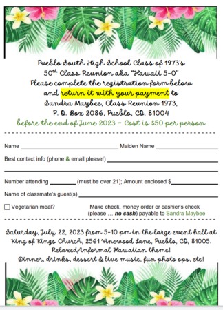 Registration Form for 50th Reunion 