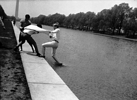 Playing in Lincoln Memorial Pond  1965