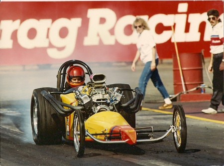Danny driving our front eng dragster