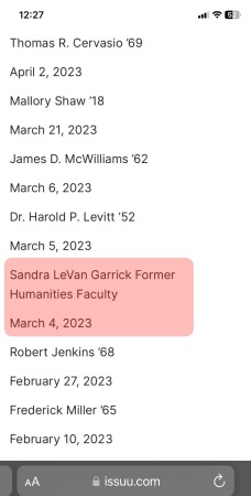 Sandra Garvick passed on March 4,2023