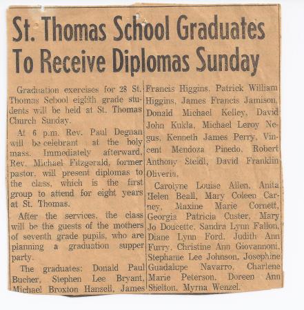 1963 Grad Class Announcement in Oroville Mercury News
