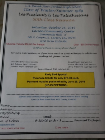 Class 69 50th reunion flyer