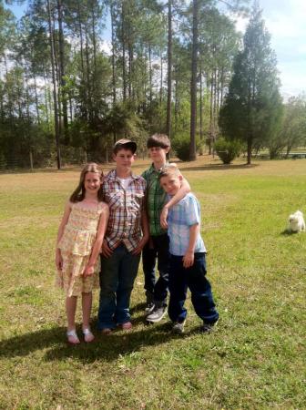 updated photo of grands, X1 extra now! :) Easter 2013 on their land during egg hunt!