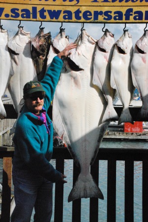 104 lb halibut caught on 9 lb test line